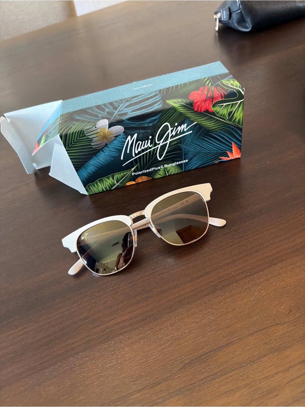 Maui Jim White Frame Sunglasses with Brown Gradient Lenses
